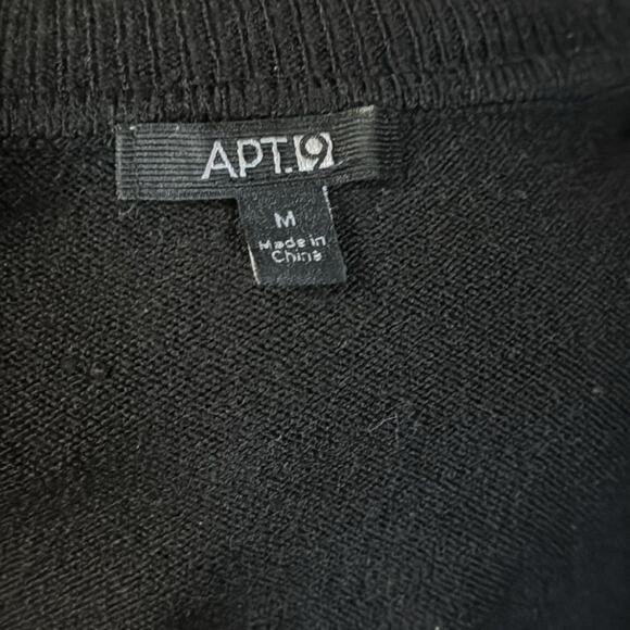 APT 9 Black Pullover Sweater With Lace Hem Detail Short Sleeve Size Medium - Picture 4 of 4